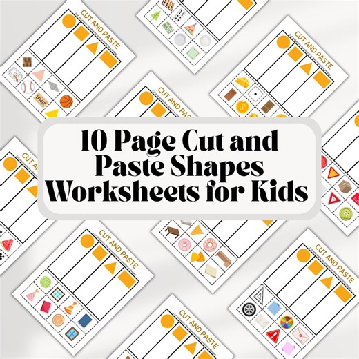 Shapes Cut & Paste Worksheets: Preschool Learning Activities (PDF) - Etsy