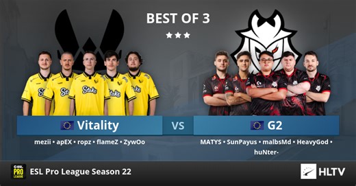 Vitality vs G2 at ESL Pro League Season 22