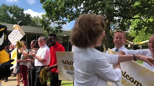 Dr. Whitten's tour of the Marietta Campus today was full of hearts, hugs and high-fives. | Kennesaw State University