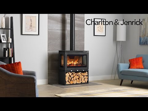 Purevision LPV8 Linear Stove on Log Store | Charlton and Jenrick