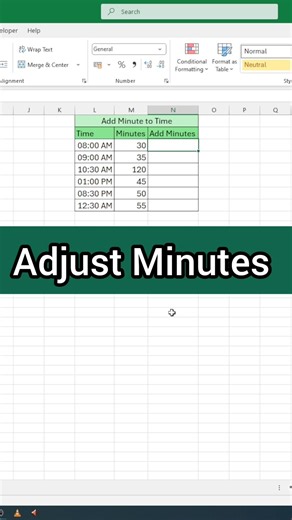 Adjust Minute in Excel #excel #exceltips #spreadsheetmagic