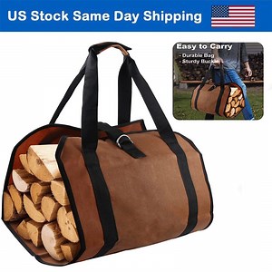 Firewood Log Carrier Bag Canvas Wood Tote Holder Indoor Outdoor Waterproof Bags for Fireplaces Camping Stoves Beaches