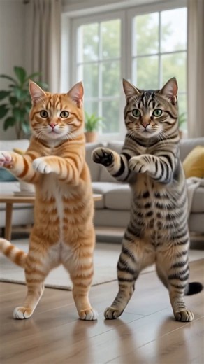 Orange & Tabby Cats Show Off Their Best Dance Moves! 🐱💃 #shorts #cat #shortsfeed #youtubeshorts