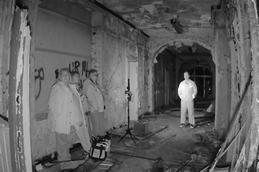 Ghost hunters freak out at creepy laughing and spooky footsteps in old mental asylum