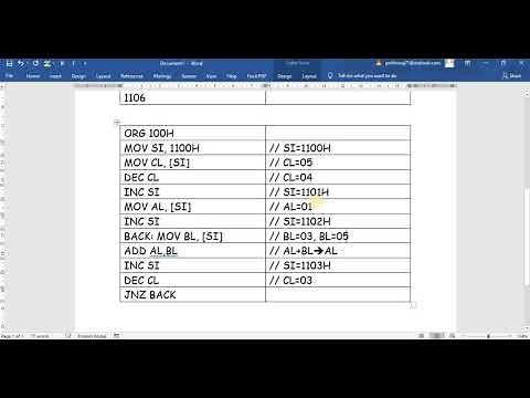 SUM OF 'N' NUMBERS USING EMU8086