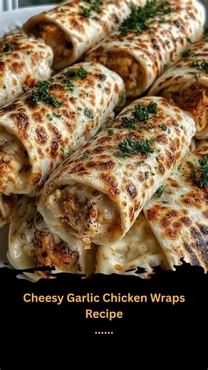 Cheesy Garlic Chicken Wraps There’s a special comfort in a warm, melty wrap—the kind you can pull together quickly on a busy evening yet still feel like a cozy homemade meal. These cheesy garlic chicken wraps bring that familiar, savory goodness with every bite. | Simple & Tasty Recipes