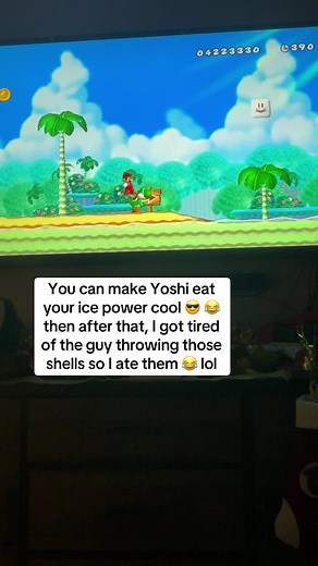 You can also freeze enemies by Yoshi eating your eyes power gg