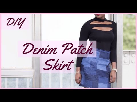 Best Tutorial! How to Make the Cutest Denim Patch Skirt ||Sewaddicts