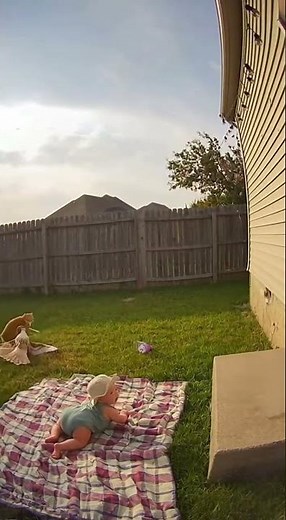 House Cat Launches at Swooping Hawk to Save Baby! 😱🐱