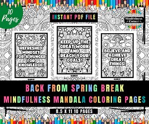 Back From Spring Break Activities, Encouragement Mindset Mindfulness Pages