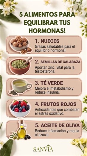 Alimentos para equilibrar tus hormonas 💚☺️ #salud #natural #alimentossanos