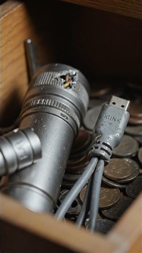 A flashlight (FLARE) and an old, chewed-up charging cable (KINK) are huddling in the back of