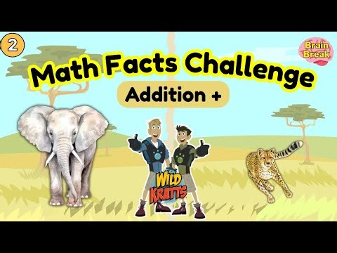 Wild Kratts Math Brain Break (Part 2 of 5) | Addition Facts: Elephants vs Cheetahs 🐘🐆