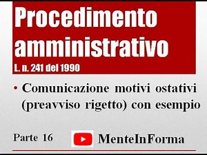 Administrative Procedure - Law 241/1990 (Part 16) - Notice of Intent to Deny and example