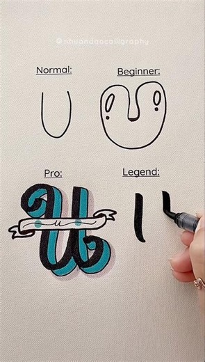 4 Ways to Write the Letter U #nhuandaocalligraphy