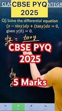 Q) Solve the differential equation (𝑥−sin𝑦)𝑑𝑦+(tan𝑦)𝑑𝑥=0, given y(0)=0. #cbse2026 #cbs