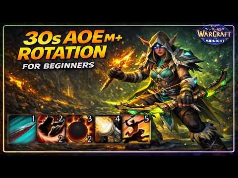 Survival Hunter AOE M+ Rotation for Beginners (30 Seconds) Midnight Pre Patch