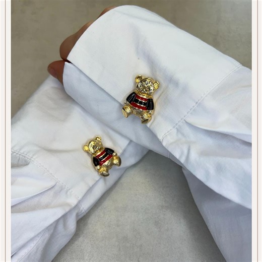 Teddybear Gold Button Cover | Cufflinks |clip on Button Covers | Button Accessories | Button Jewels | Christmas Gift | Wedding Gift - Etsy