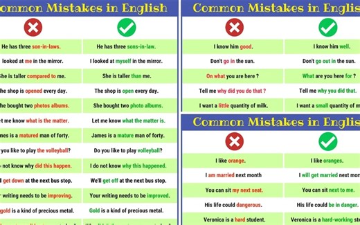 【7ESL】120个常见语法错误｜包含句子举例｜日常对话常用错的语法_哔哩哔哩_bilibili