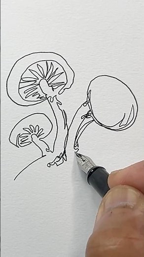Shrooms One Line #onelinedrawing #howtodraw #arttutorial #mushroom