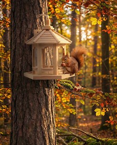 Hanging Wooden Bird Feeder – Rustic Pavilion Style – Automatic Seed Dispenser for Garden & Balcony – Nature Decor - Etsy