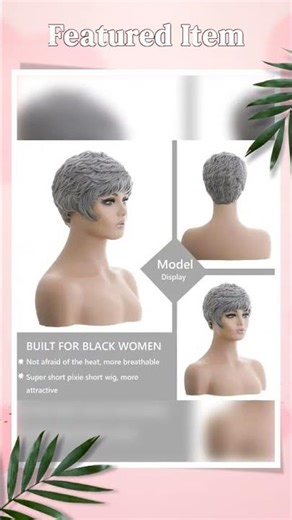Grey Wavy Pixie Cut Wig