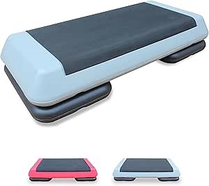 16"x16" Exercise Aerobic Step Platform with 4 Risers, Adjustable Height 4"-6"-8"-10"-12" Workout Stepper for Home Gym Fitness Strength & Training