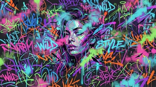 Neon Graffiti Woman Portrait, Digital Street Art Print, Cyberpunk Urban Art, Colorful Pop Art Poster, Samsung Frame 4K TV Wallpaper - Etsy