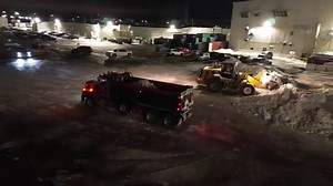 Massive Snow Relocation! 950 Caterpillar Loader & 4 Dump Trucks in Action