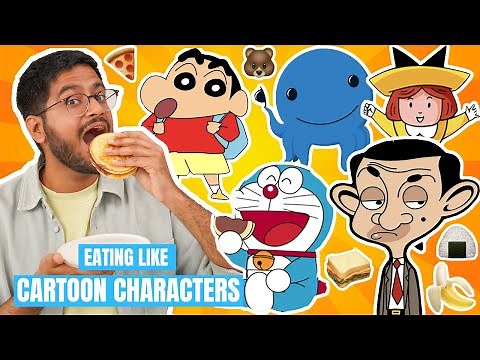EATING LIKE CARTOON CHARACTERS FOR 24 HOURS😱😱 | FUN FOOD CHALLENGE | DORAEMON, SHINCHAN, MR BEAN