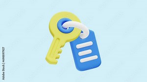Property Key animated 3d icon. Great for business, technology, company, websites, apps, education, marketing and promotion. Real Estate 3d icon animation.