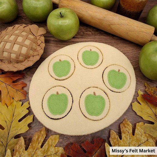 Autumn GREEN APPLE Cut Out COOKIES Felt Play Food - Etsy