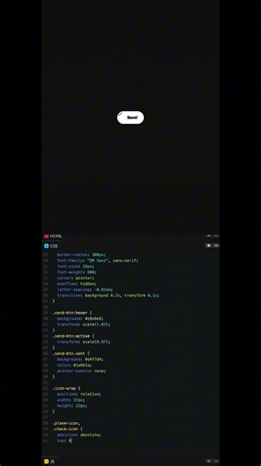 Animated Send Button #coding #programming #htmlcss #javascript