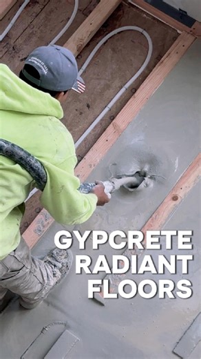 Rothamel Companies on Instagram: "Pouring gypcrete over radiant heat tubing to create a perfectly level, thermally efficient floor system. This pour encapsulates the hydronic lines, increases thermal mass, and delivers even, silent heat throughout the home. #Gypcrete #RadiantHeat #radiantfloors #heatedfloor #radiantheatflooring"
