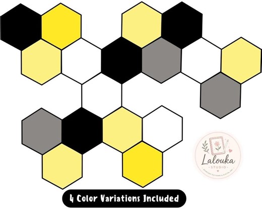 4 Modern Geometric Seamless Pattern | Hexagon Digital Paper | Black Yellow Grey Pattern | Printable Background | Instant Download - Etsy