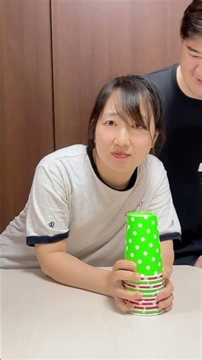 🥤 vs ⏰ CHALLENGE!! 紙コップ重ねゲーム #shorts