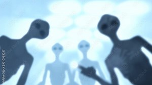 Laboratory of aliens. A group of aliens in the rays of laboratory lights. View through the eyes of the patient. Animation. Stock Video