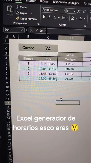 Generador de horarios escolares en Excel para colegios