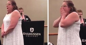 Nurse is completely shocked once she sees who’s holding her graduation pin