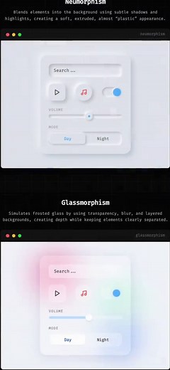 Neumorphism vs. Glassmorphism in UI Design