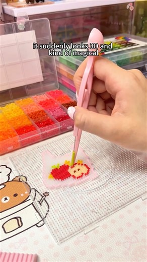 How to Use Transparent Pixie Beads | 3D Apple Bag Pixel Art Magic | DIY MINI FUSE BEAD ART #pixelart