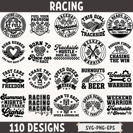 Racing SVG Bundle With 110 High-quality Motorsports Designs for T-shirts, Decals, Stickers, Cricut & Silhouette Cutting Projects Crafting - Etsy