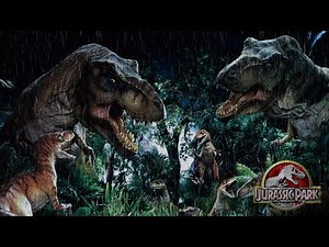 Scary Roar Dinosaurs | Jurassic Park heavy rain night, nature sounds for sleep | 11 hours