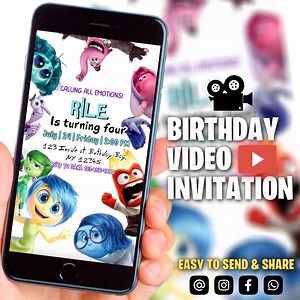 Inside Out Birthday Party Video Invitation, Emotions Digital Animated Video Invite for Mobile, Kids E Invite - Etsy