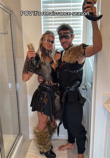 In our Viking era #renaissancefestival #bayarearenaissancefestival #couplescostume #vikingcosplay #viking