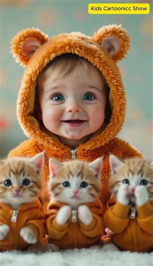 Cute Kid Clapping with kittens. Kids Cartoonicc Show #kids #shorts #song