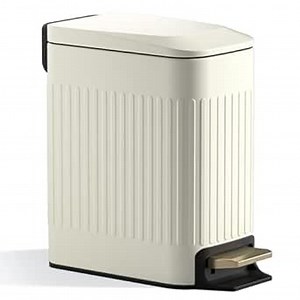 CEROELDA Small Bathroom Trash Can with Lid Soft Close-5L/1.3 Gal Slim Garbage Can-Metal Step Wastebasket-Rectangle Narrow Waste Bin for Office, Bedroom, Toilet, Live Room (Black)