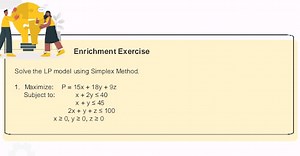 Enrichment ExerciseSolve the LP model using Simplex Method.1... | Filo