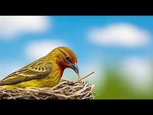 Time-lapse: Birds build a nest from scratch.