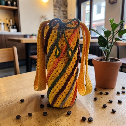 Crochet Water Bottle Holder Pattern PDF, Thermos Bottle Carrier with Strap, Crochet Bottle Sleeve Tutorial, Beginner Friendly,  Download